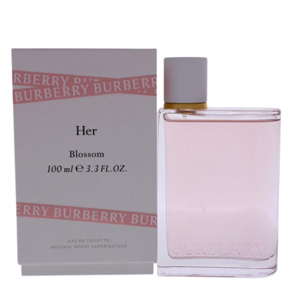 Her Blossom EDT bottle and box with soft pink liquid, elegant design, ideal for fragrance decants and perfume samples.
