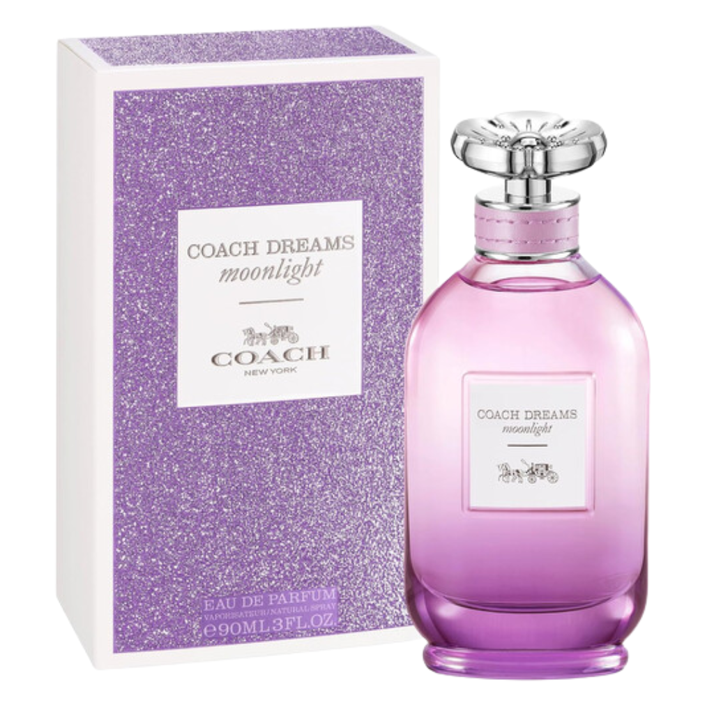 Dreams Moonlight EDP perfume bottle in purple gradient with matching glittery purple box packaging