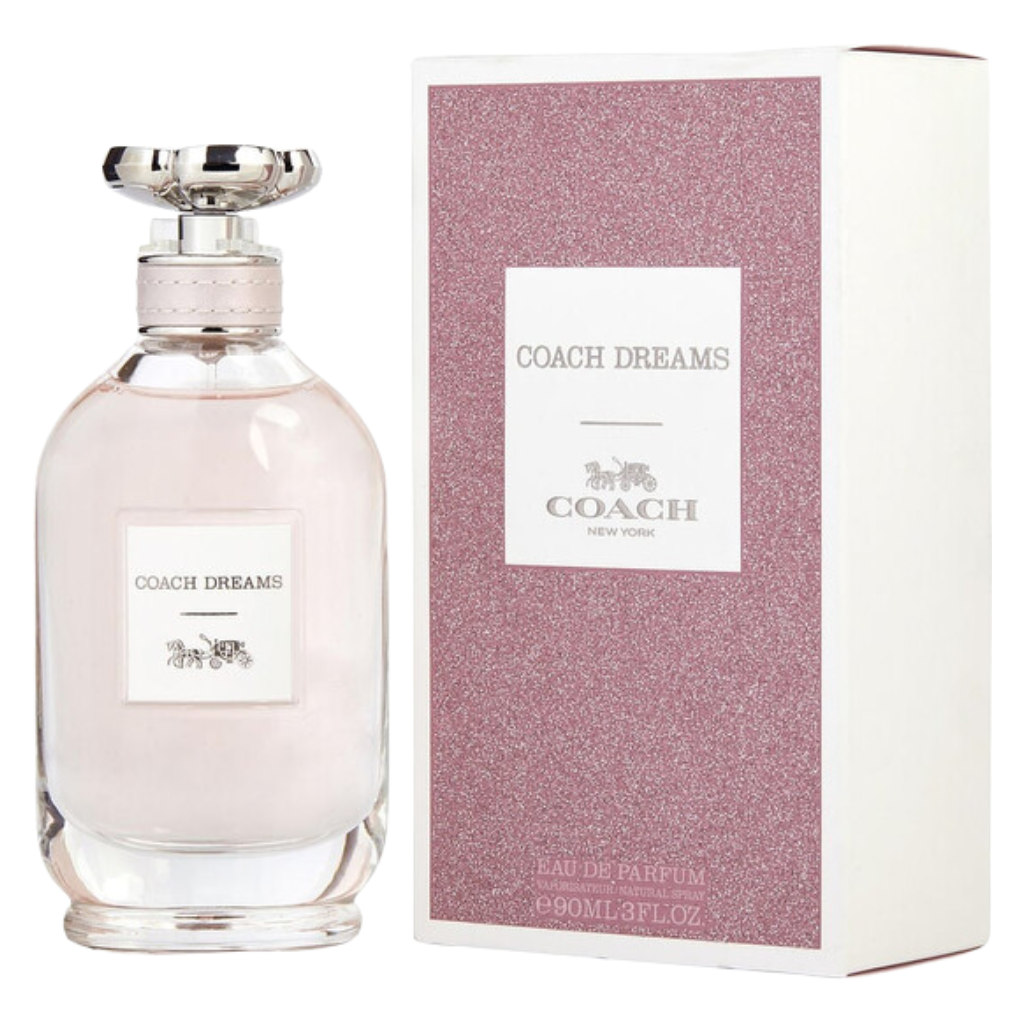 Elegant Dreams EDP perfume bottle and glittery pink box showcasing luxury fragrance decants and authentic perfume samples.