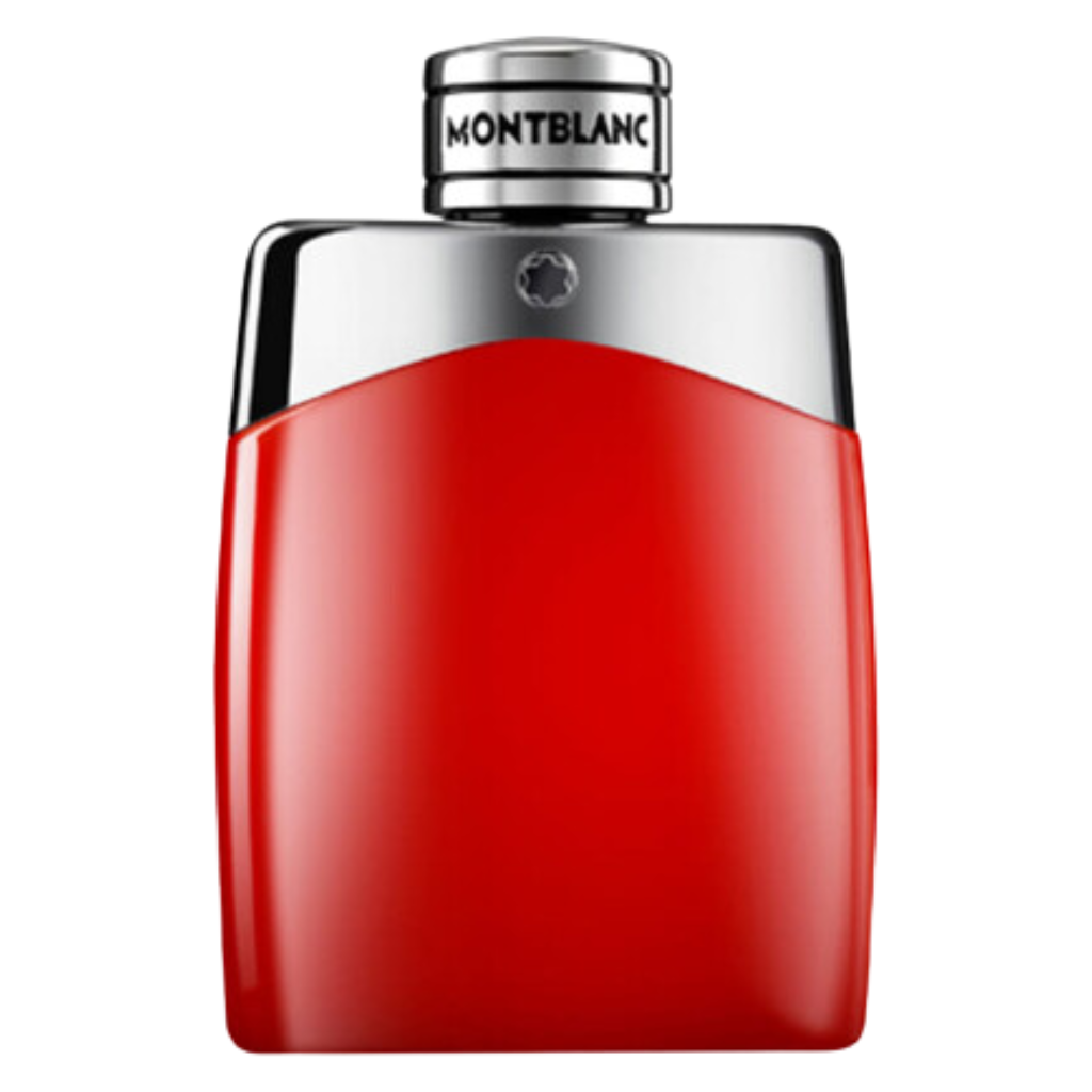 Legend Red EDP fragrance bottle featuring sleek red and silver design, embodying bold and modern luxury style