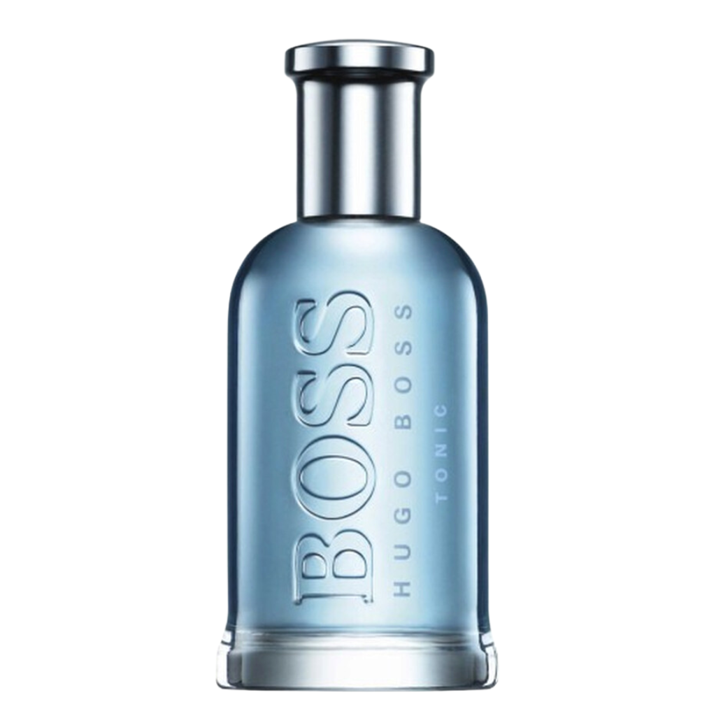 Blue-tinted glass bottle of Bottled Tonic EDT with sleek silver cap showcasing a modern fragrance design.