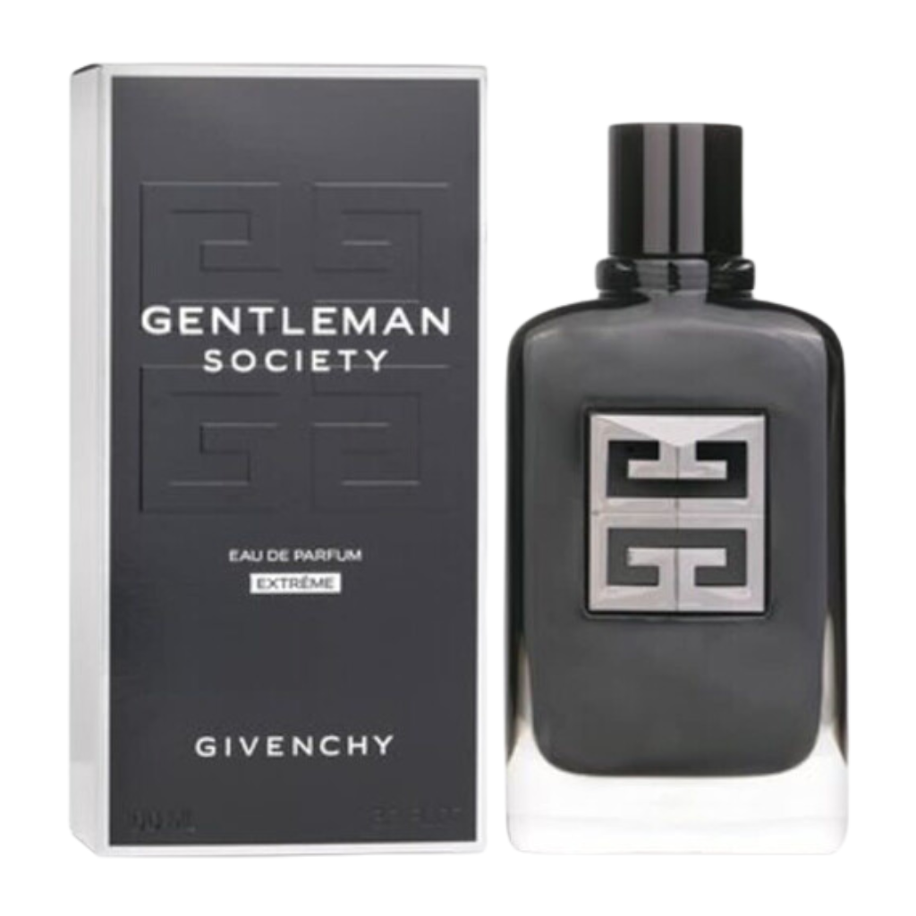 Gentleman Society Extreme EDP black bottle with geometric logo and matching box for designer fragrance decants sale