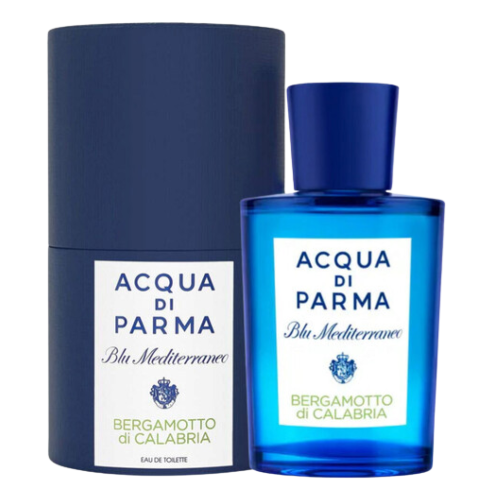 Blu Mediterraneo Bergamotto Di Calabria EDT perfume bottle and box in blue with white and green labels.