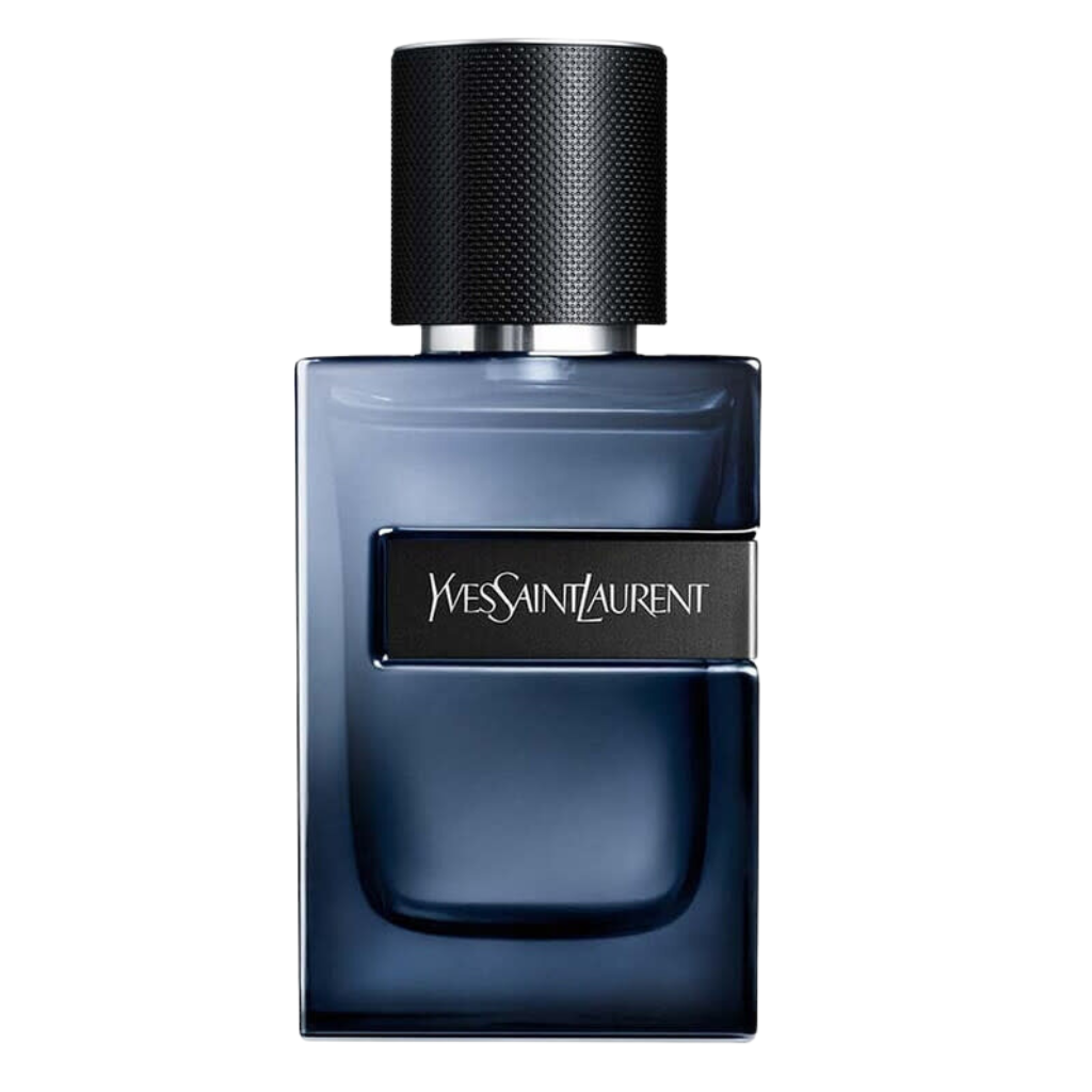 Y Elixir Parfum in a sleek dark blue bottle with textured black cap, luxury designer fragrance for men and women