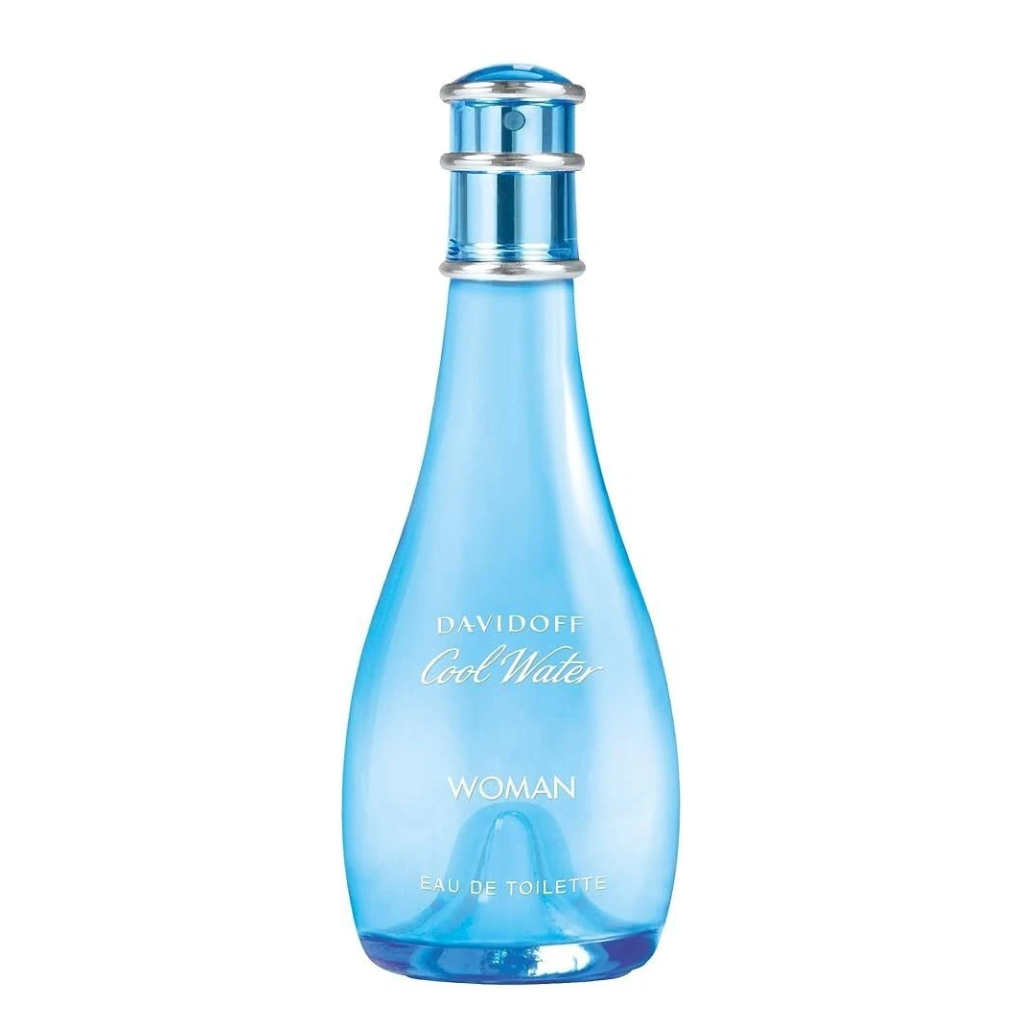 Elegant blue bottle of Cool Water Women EDT featuring a sleek design for authentic fragrance decants and perfume samples.