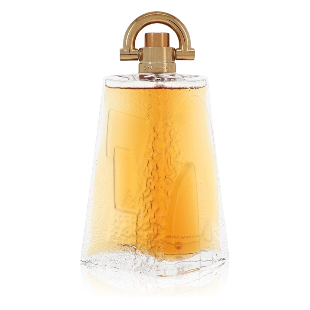 Pi EDT Tester with golden cap and amber liquid inside a clear textured glass bottle for fragrance samples.