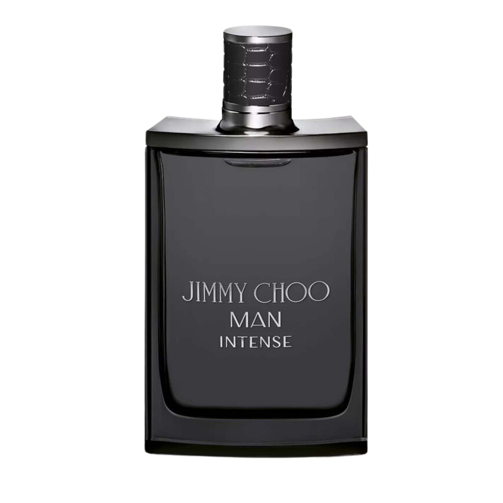 Black sleek bottle of Man Intense EDT with silver cap and minimalist design, perfect for luxury fragrance collection.