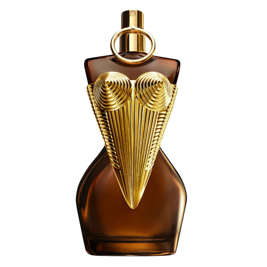 Divine Elixir Parfum in a luxury amber bottle with an intricate gold decorative front detail