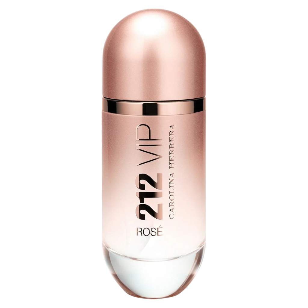 212 VIP Rose EDP perfume bottle with a sleek rose gold and clear gradient designer look