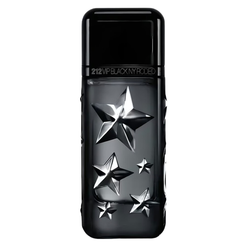 212 VIP Black NY Rodeo EDP (Limited Edition) black bottle with embossed star design and sleek cap luxury fragrance
