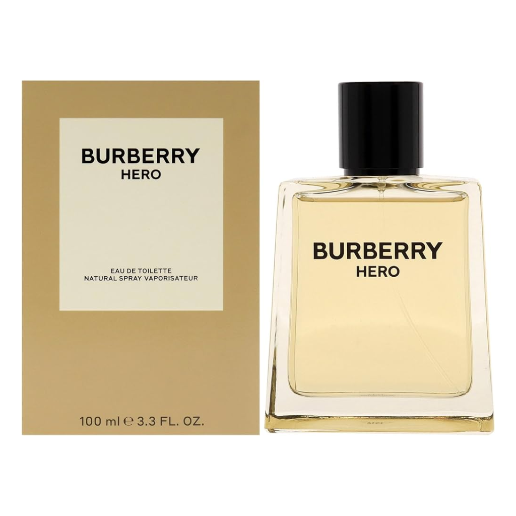 Elegant Burberry Hero EDT bottle and box, showcasing classic fragrance decants for an authentic, affordable luxury scent experience.