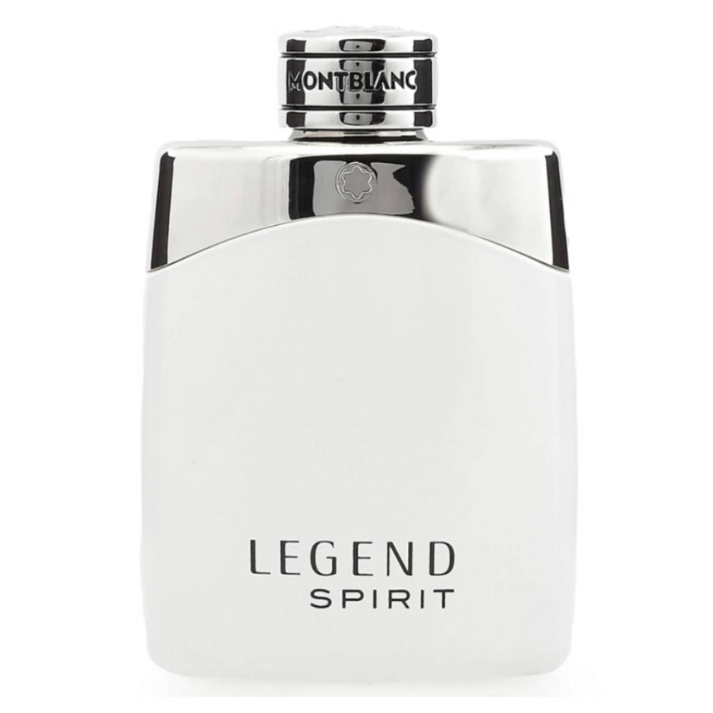 Montblanc Legend Spirit EDT bottle with sleek white and silver design, representing a fresh, modern fragrance.