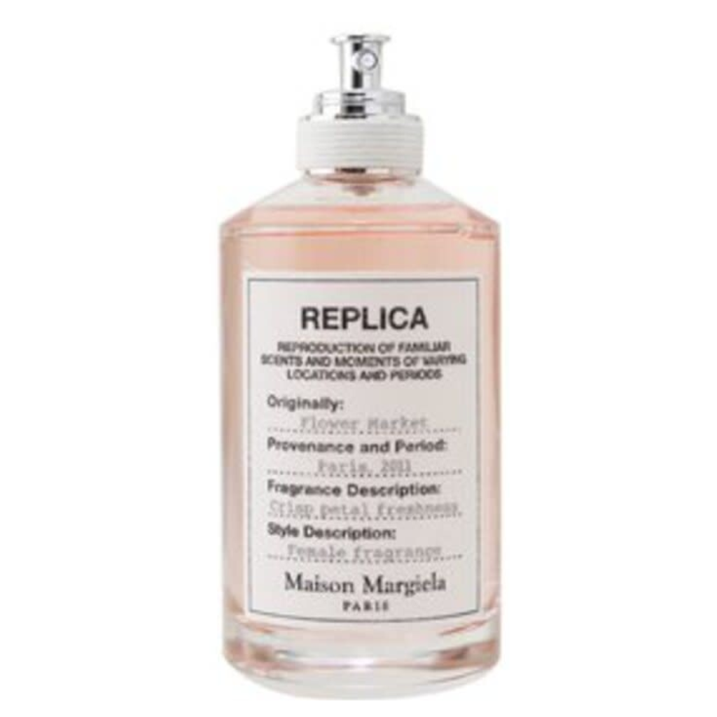 Replica Flower Market EDT bottle with floral fragrance and classic minimalist label design
